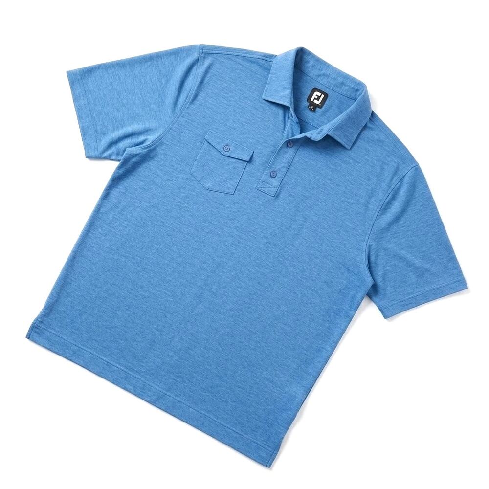 FOOTJOY Performance Jersey Polo Shirt Blue Soft Pocket Golf Office Mens XL
